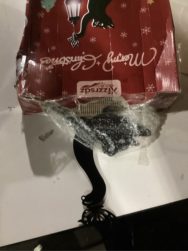 Condition photo showing As Is for Black Cat Solar Lights Outdoor - Cat Lover Gifts for Mom Woman Grandma,Garden Decor with Butterfly Decorative Metal Stake Housewarming Ornament for Yard Pathway Lawn Patio