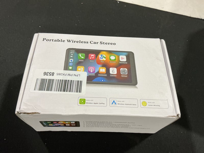 Condition photo showing As Is for Portable Wireless with Apple CarPlay and Android Auto Screen for Car, 7" HD Touch Screen Car Stereo with Mirror Link, Bluetooth 5.2, Backup Camera, AUX,FM Transmitter for All Vehicle