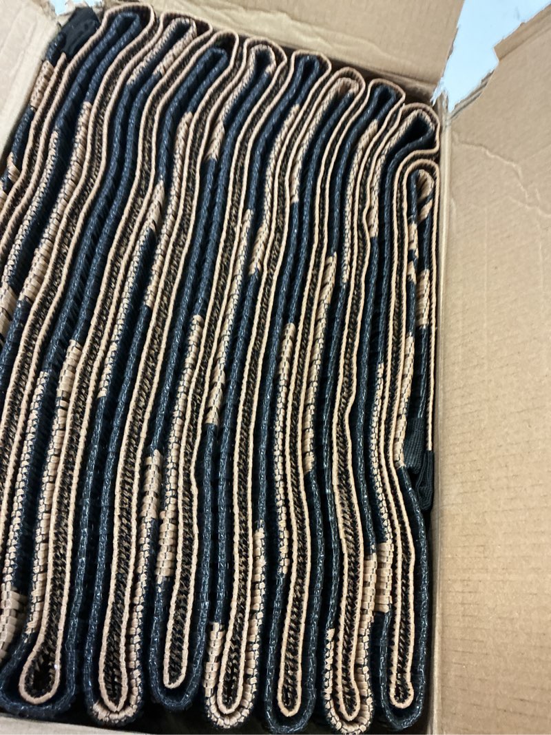 Condition photo showing Good Condition for gaomon outdoor rug 9x18 ft extra large waterproof reversible patio rug, plastic straw outdoor carpet for deck, backyard, rv & camping, uv resistant indoor outdoor area rug,geometric-black&brown 9' x 18' (rectangular) geometric-black&brown