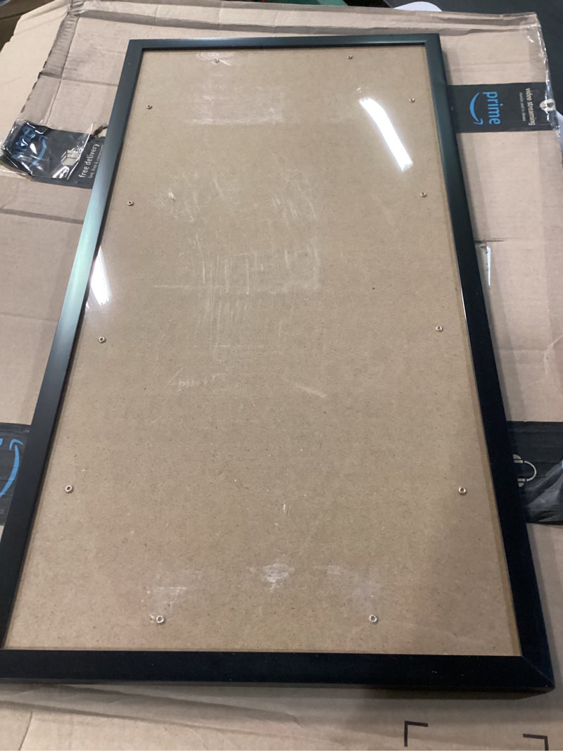 Condition photo showing As Is for hukonhep 12x24 black picture frames, photos frame with plexiglass, wall gallery photo frames, horizontal and vertical for wall mounting, home office decoration 12"x24"