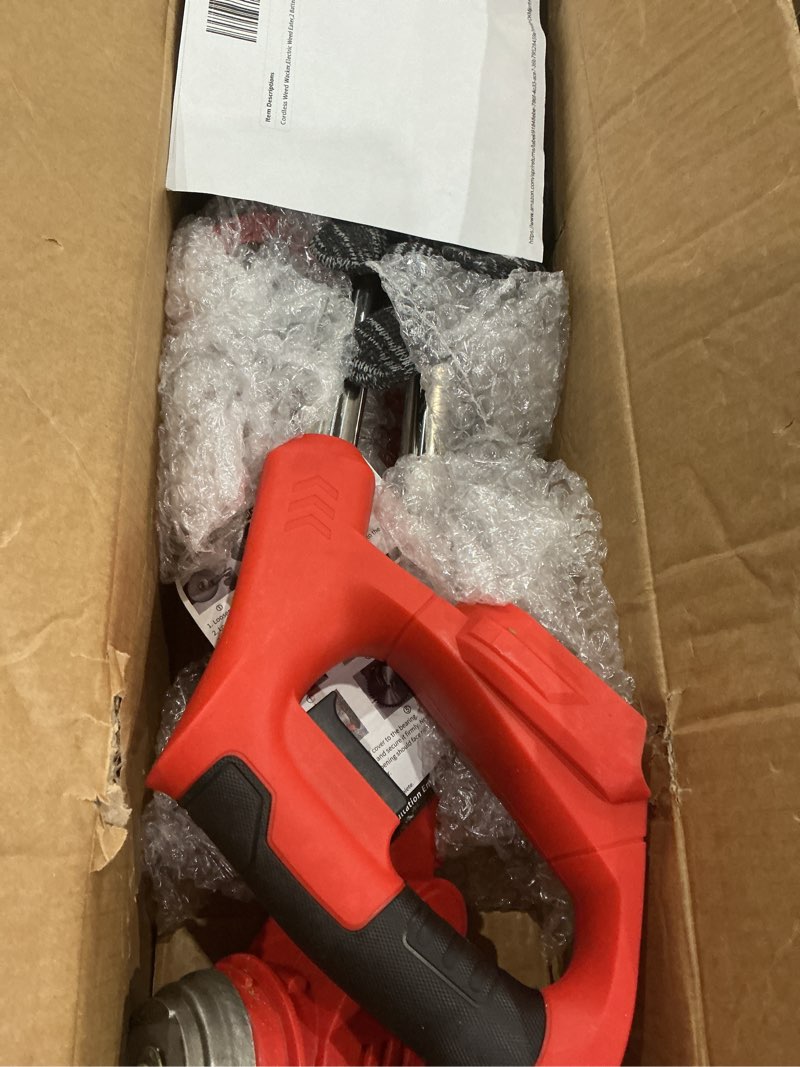 Condition photo showing As Is for cordless weed wacker, electric weed eater, grass trimmer cordless, 2 batteries, weed erimmer,gcj-hong