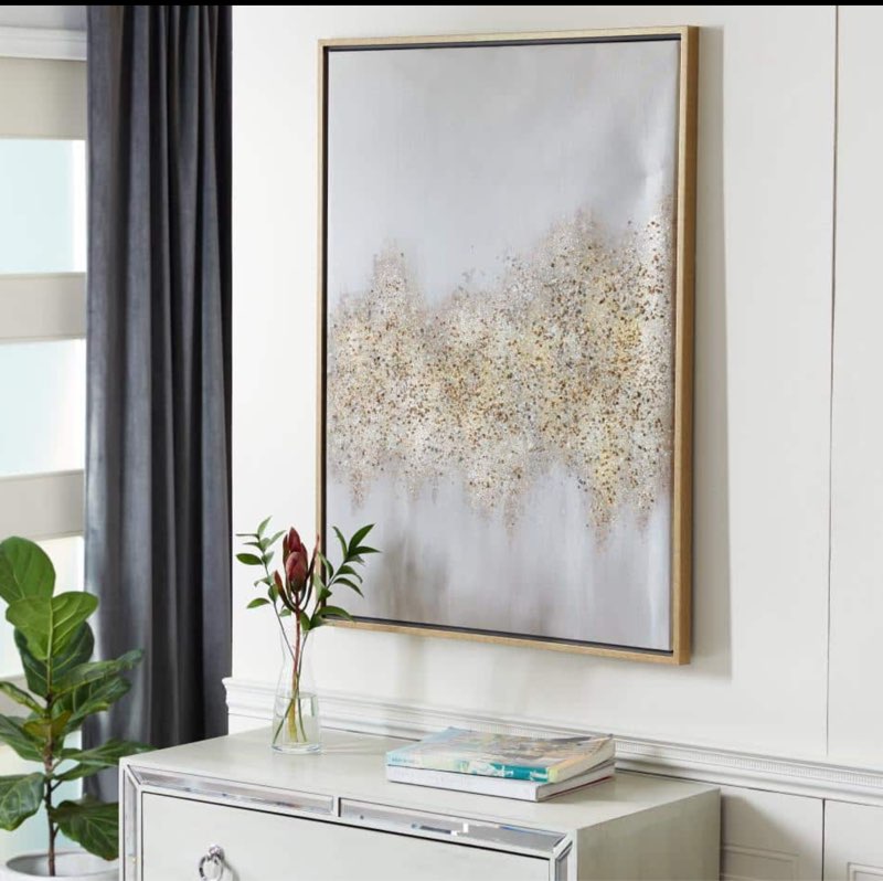 Glam Metal Abstract Framed Wall Art with Gold Frame Gold - CosmoLiving by Cosmopolitan: Luxury & Glam Style Decor, Nature Theme 43.1x 33.5