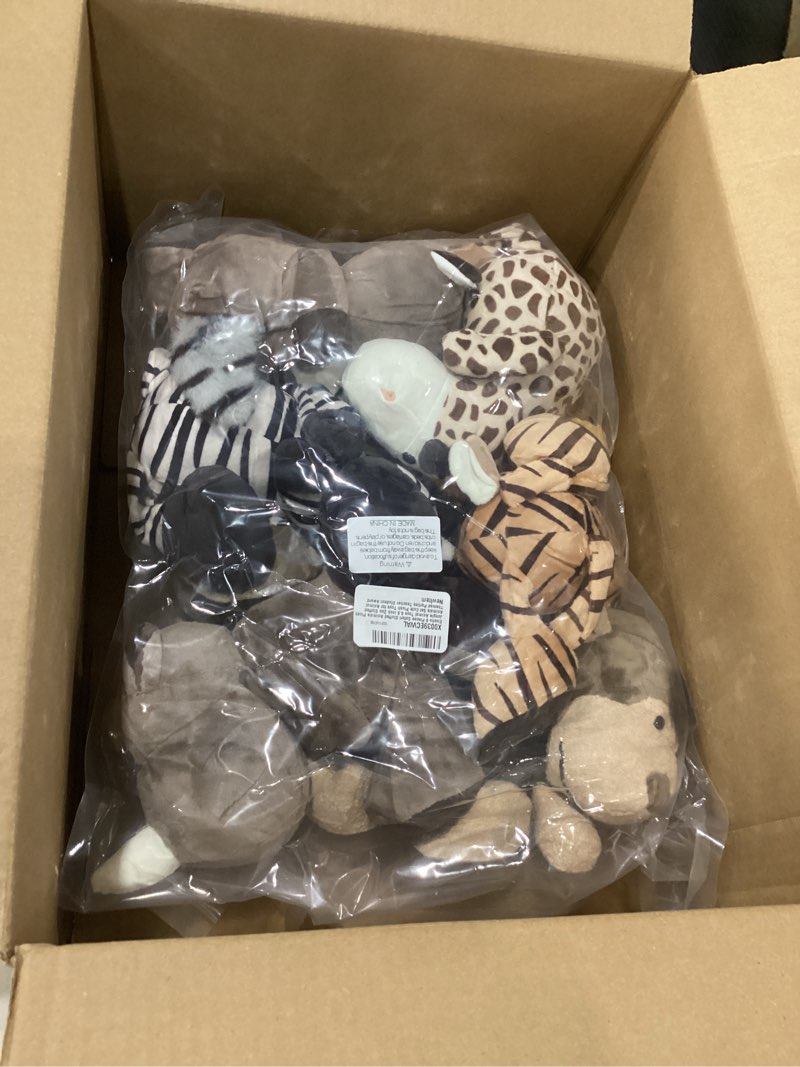 Condition photo showing New/Like New for Elcoho 8 Pieces Safari Stuffed Animals Plush Jungle Animal Toys 9.8 Inch Zoo Stuffed Animals Set Cute Plush Toys for Animal Themed Parties Teacher Student Award Elephant,Giraffe,Lion,Tiger,Rhino,Assorted Styles