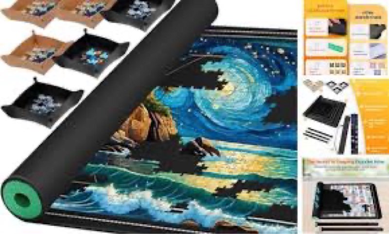 Nattork Jigsaw Puzzle Mat Roll Up?Portable Saver Pad Up to 2000 Pieces?with Non-Slip Rubber Bottom?4