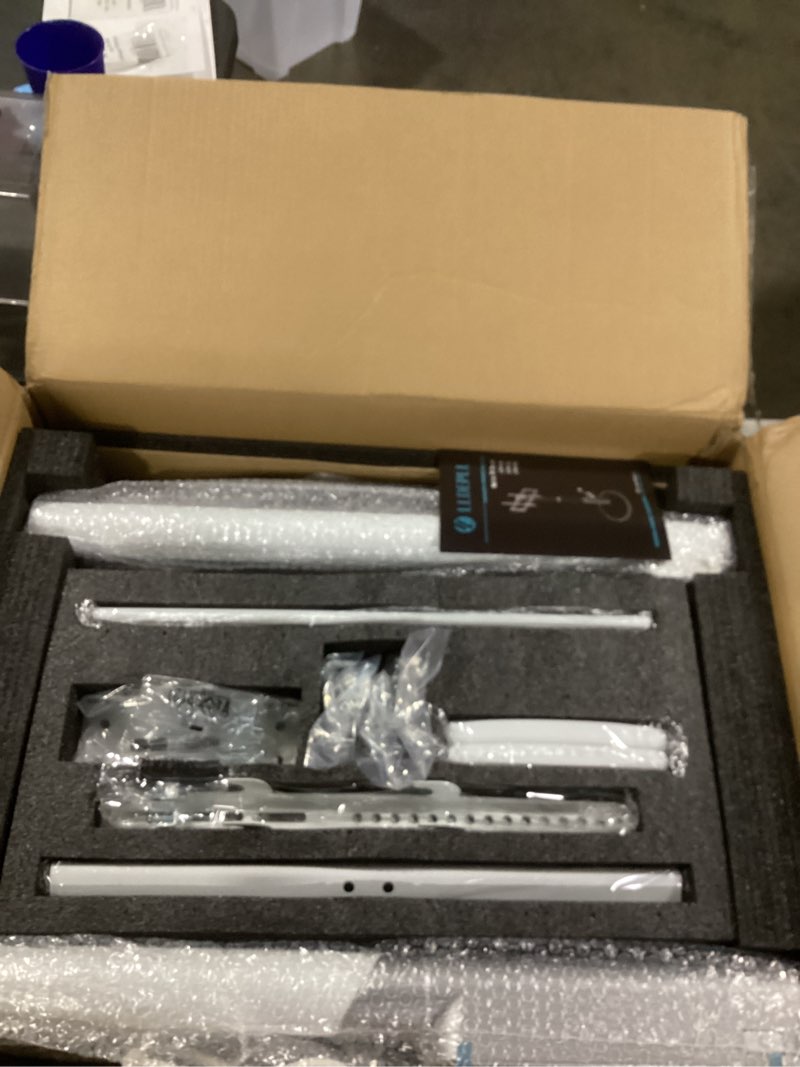 Condition photo showing Good Condition for lldepll floor mobile tv stand with power outlet, rolling tv cart for 27-65 inch oled led monitors, 6 levels of height adjustment, ambient lighting on the bottom wheels holds up to 88lbs, 400x400mm white