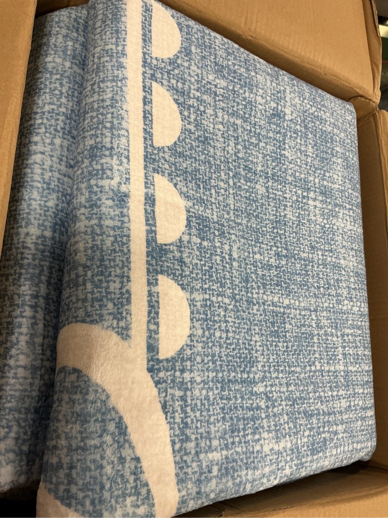 Condition photo showing Good Condition for garveehome scalloped bow rug for living room, solid blue rug for dorm, washable rugs 8x10 soft low pile non slip scalloped rugs for nursery college bedroom decor kids room playroom blue 8' x 10' (rectangular)