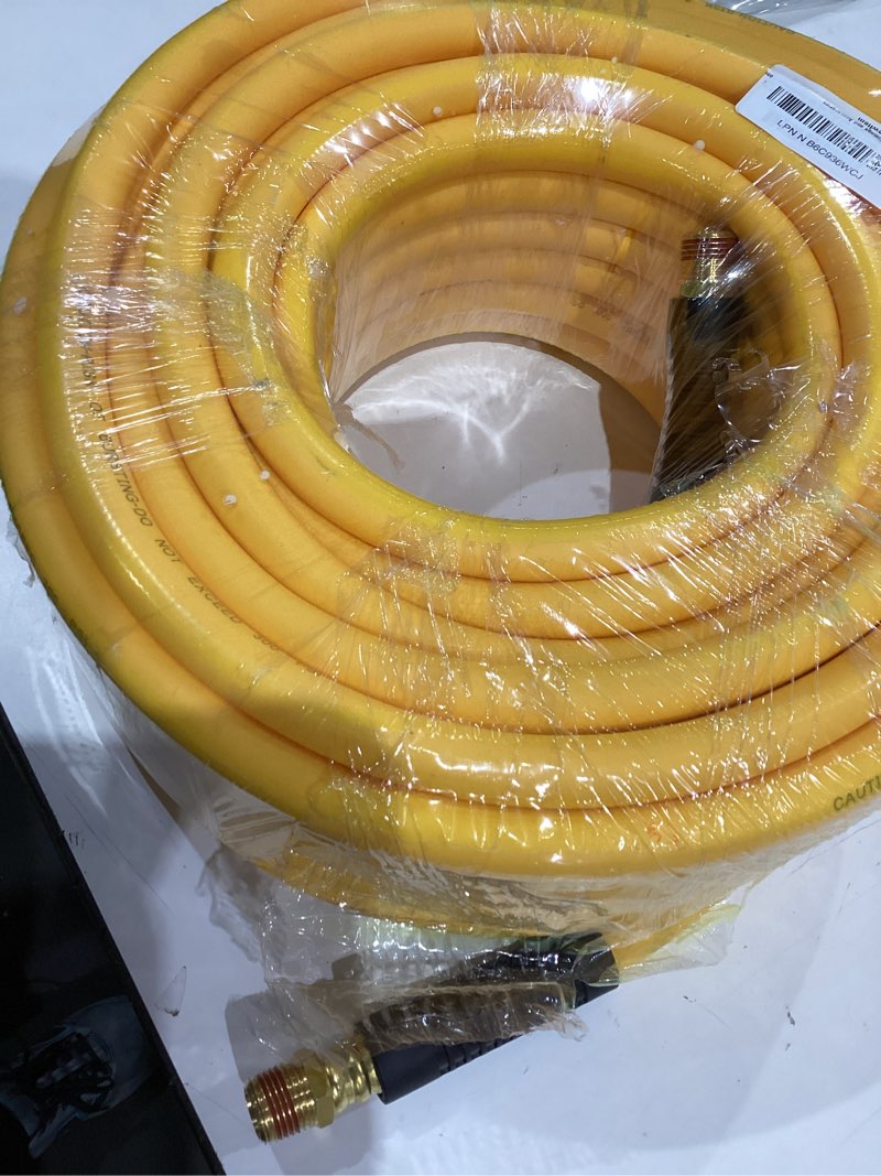 1/2 inch x 100ft. hybrid air hose with 1/2 in. mnpt ends and bend restrictors, 3pcs 1/2” air coupler