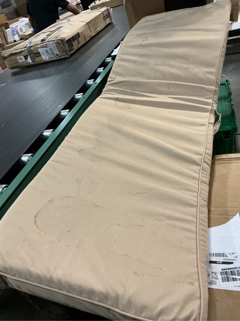 Condition photo showing As Is for bench cushions for outdoor furniture, 48x18x3 inch, waterproof?fade resistant outdoor bench cushion, pation bench cushion, patio furniture cushion, outdoor chair cushions, beige beige 48×18×3 inch