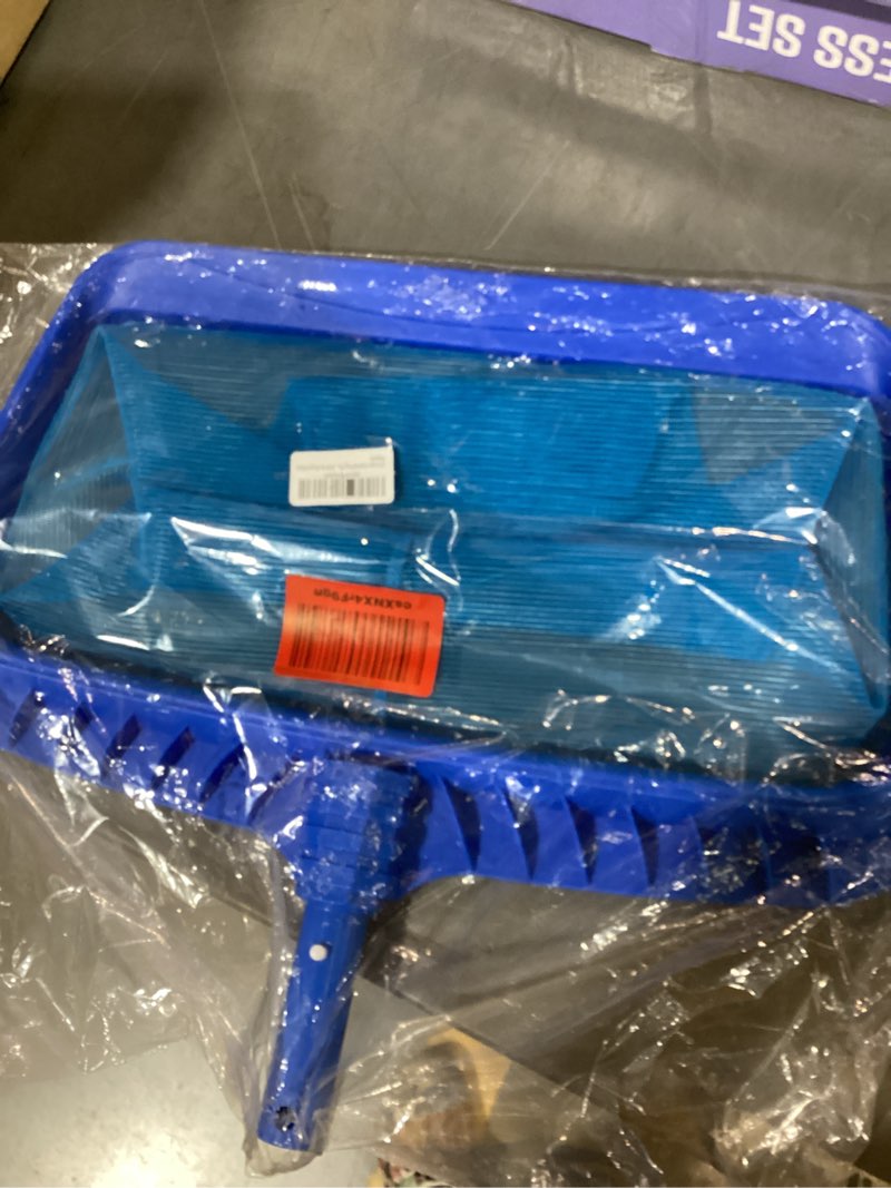 Condition photo showing New/Like New for swimming pool skimmer net, heavy duty swimming leaf rake cleaning tool with deep mesh net bag, easy cleaning for leaves & debris (royal blue)