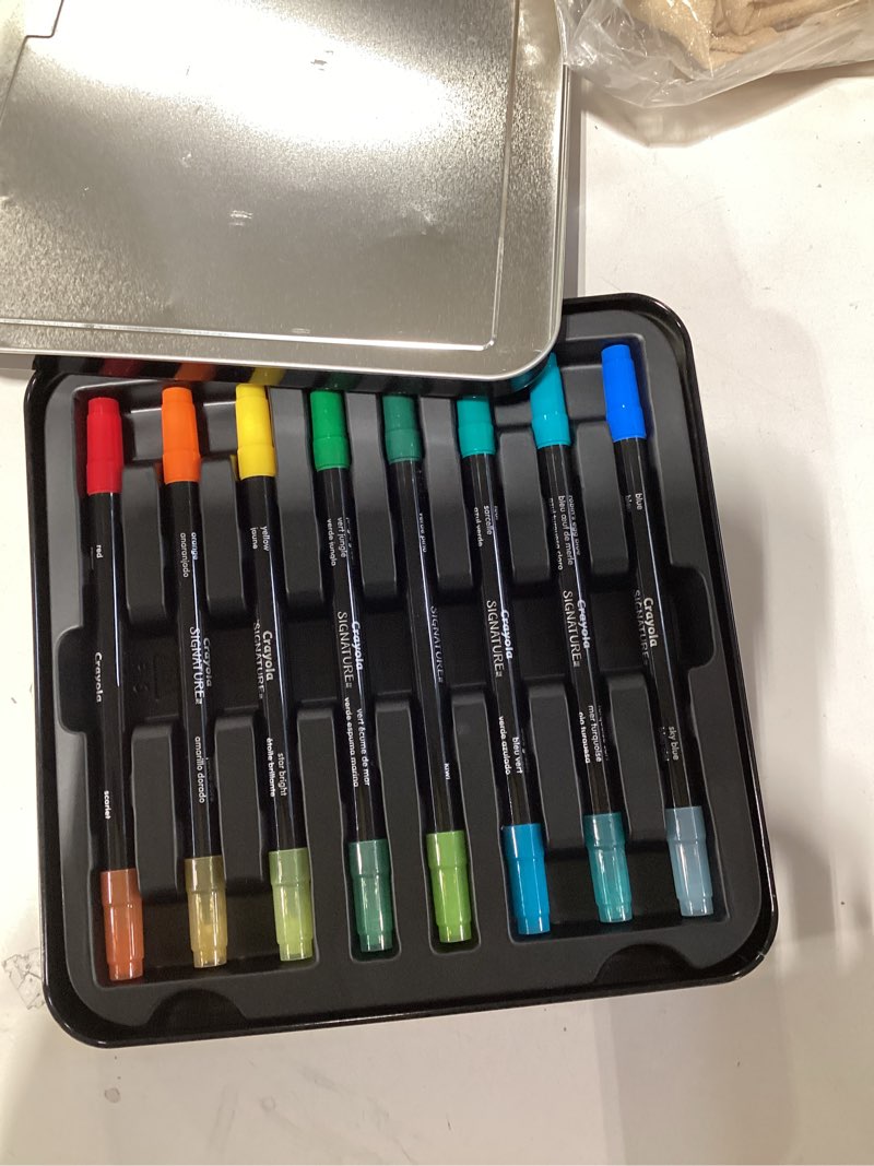 Condition photo showing Good Condition for crayola brush & detail dual tip marker set, 16 markers, 32 colors, adult coloring markers, gifts for teens & adults