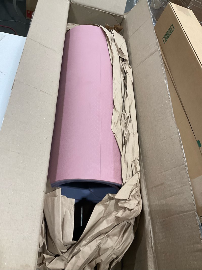 Condition photo showing As Is for Yoga Mat Non Slip Anti-tear,extra thick-2/5 inch?10MM?High Resiliency Professional POE Yoga Mats for Women Men Kids,72"x24"inch,Workout, Yoga, Pilates and Floor Exercise, with Carrier Strap 72"x24"x10mm Deep Pink+Grey.
