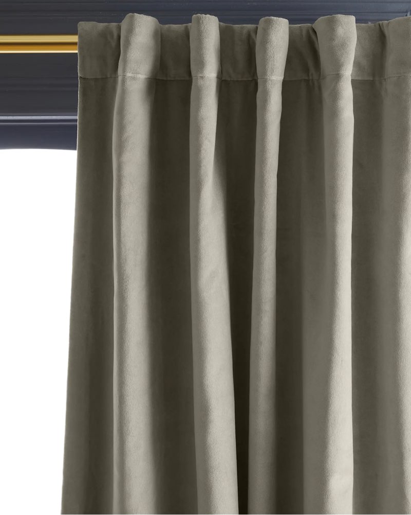 cotton velvet room darkening  48x108 curtain grey 1 pcs