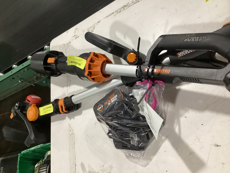 Condition photo showing Good Condition for worx cordless string trimmer, 15" electric weed wacker with dual-exit head, 31cc gas-like 40v brushless weed eater with attachment-capable driveshare, batteries & charger not included, wg186.9