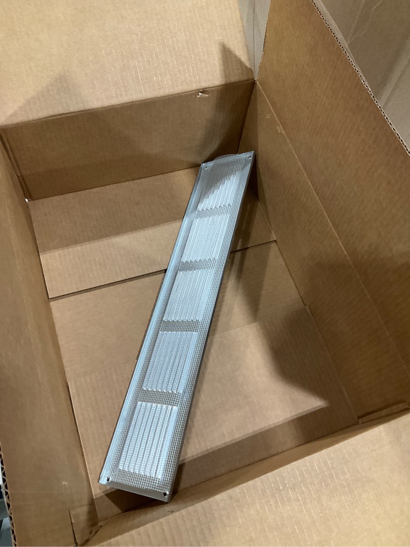 Condition photo showing Good Condition for Repa Market Air Vent Cover 20x4 Inch (Outer Dimensions) Black Galvanized Steel Louvered Grill Cover with Mesh Screen - Wall or Ceiling Vent/HVAC Register - Indoor, Outdoor Ventilation Soffit Vent 20" x 4" Galvanized