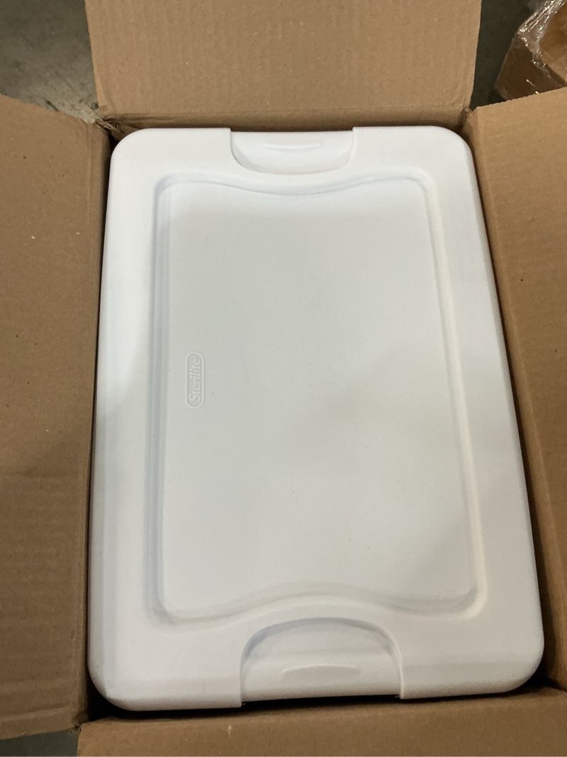 Condition photo showing Good Condition for sterilite 6-pack latching box, under bed storage bins with lids, clear plastic, 25 quart - heavy-duty organizing containers for closet, bathroom, and office 25 quart 6 pack boxes