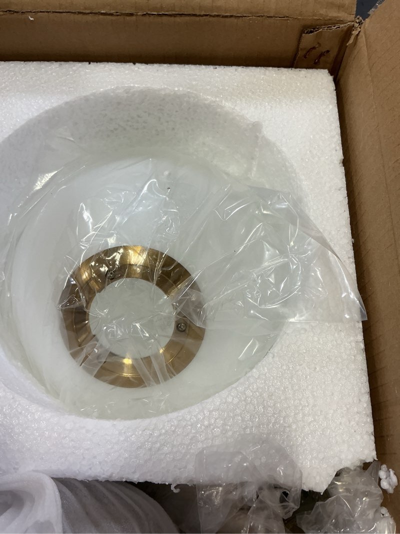 Condition photo showing Good Condition for Modern Globe Pendant Light 1-Light Mid Century Chandelier Large 7.87” White Globe Glass Shade Brushed Brass Finished Hanging Light Fixture for Kitchen Island (Gold) Frosted White 1 Lights-7.87inches