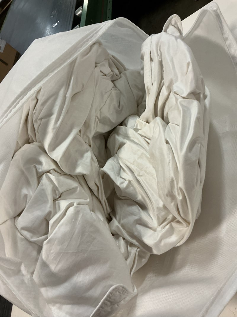 Condition photo showing As Is for lightweight luxe goose down comforter, full/queen, white