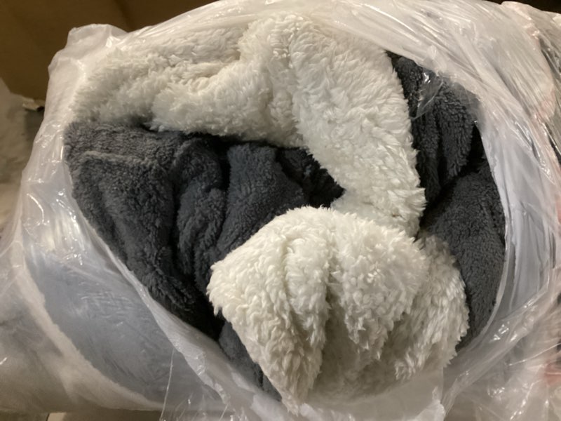 Condition photo showing As Is for BEDELITE Fluffy King Size Comforter Set - Super Soft Sherpa Grey Comforter for King Size Bed, Luxury Warm Bedding Set for Winter, Fuzzy Bed Set 3 Pieces (1 Comforter, 2 Pillowcases) Grey King