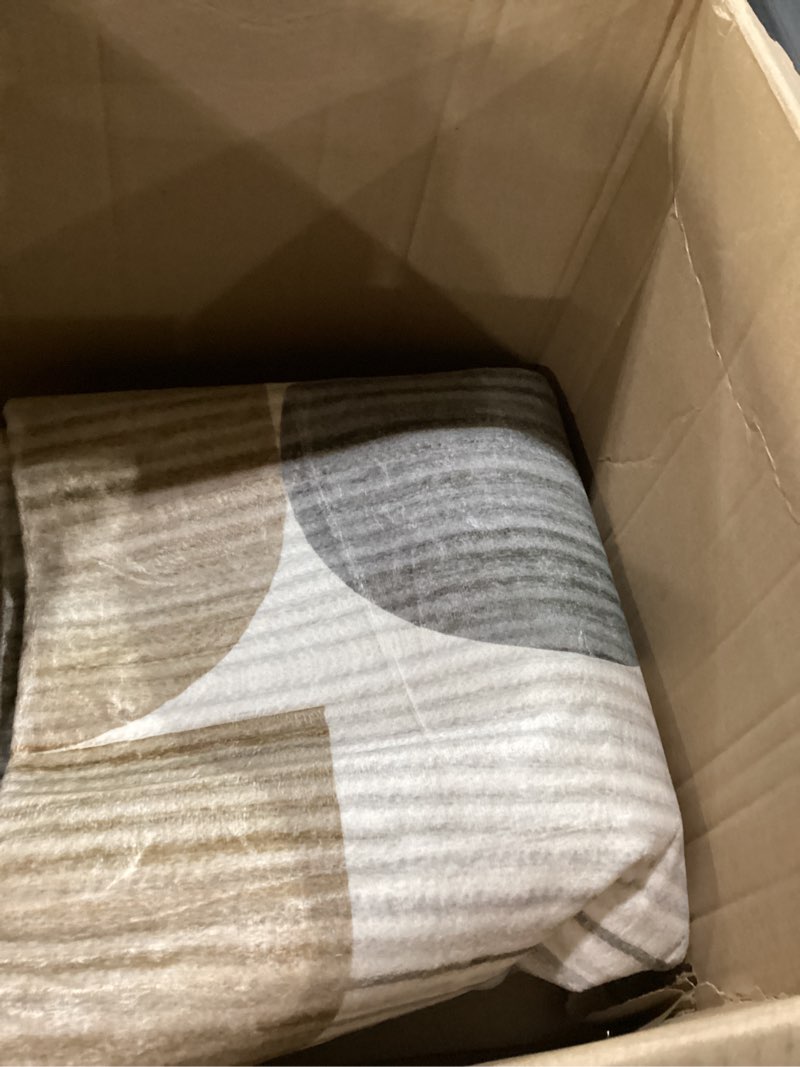 Condition photo showing As Is for Large Machine Washable 6x9 Area Rug, Soft Modern Geometric Abstract Beige Rugs for Bedroom Living Room, Non-Shedding Faux Wool Indoor Throw Floor Carpet for Office Entryway Dining Room Decor 6x9 Feet Beige