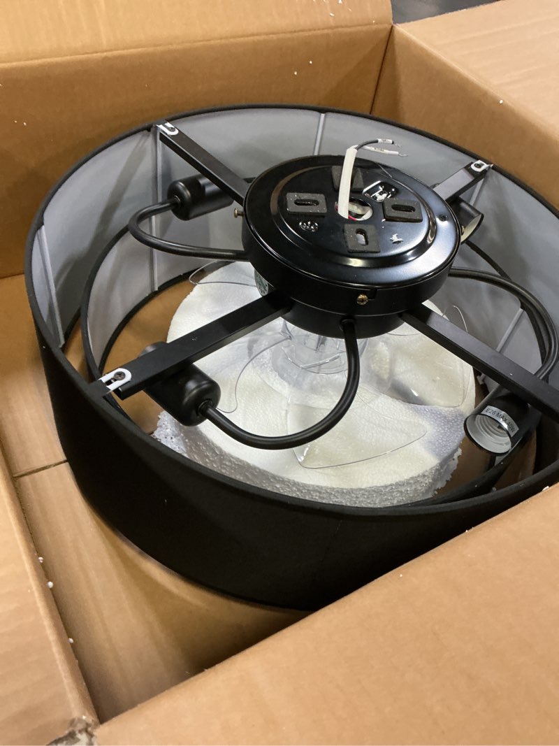 Condition photo showing As Is for 20" farmhouse ceiling fans with lights, black boho fandelier chandelier ceiling fan with light remote control, caged with 6 speeds for living room, bedroom, nursery