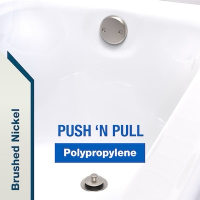 dearborn 1-1/2-in brushed nickel push n' pull white/brushed nickel push-pull drain with