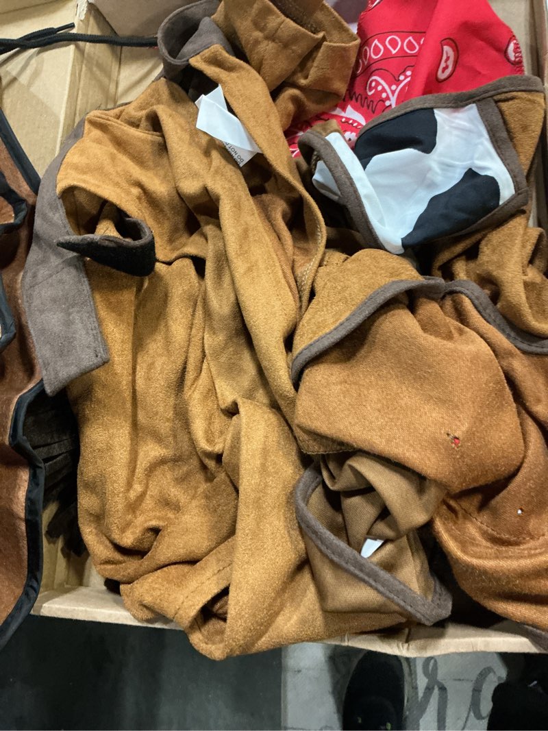 Condition photo showing item condition for cowboy costume for kids,boy brown western costume,cowgirl outfit set dress up party halloween costumes small(5-7 yrs)