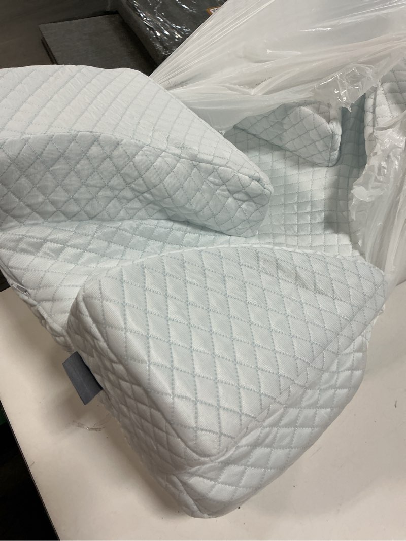 Condition photo showing As Is for side sleeper pillow with arm hole - adjustable shoulder pillow for side sleepers, memory foam pillow provides support & reduces arm pressure, cooling arm pillows, rotator cuff pain relief white 23.6*15.7*6.5in