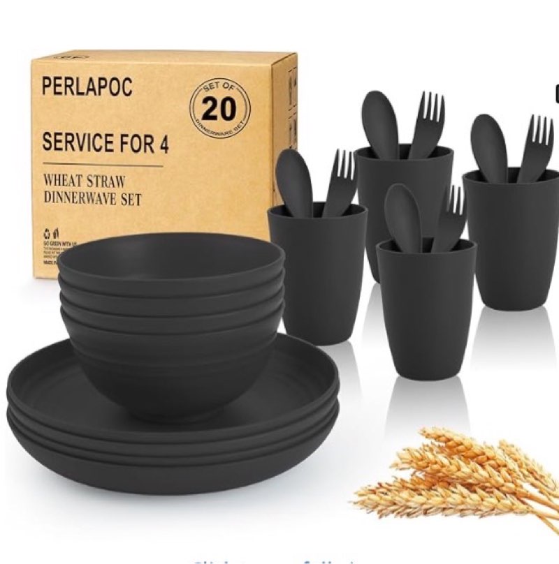 laerjin 56 piece wheat straw dinnerware sets,unbreakable reusable dinnerware set,dishwasher & microw