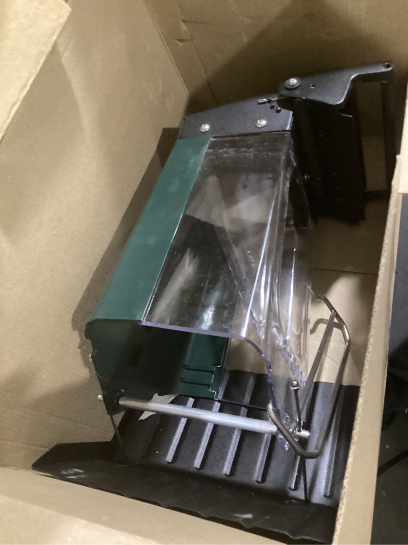 Condition photo showing As Is for perky-pet solar powered smart bird feeder with camera - squirrel-resistant, 3.2l capacity, motion activated 1080p hd wifi live stream camera, spcam, spcamslr - camera feeder gift idea, forest green