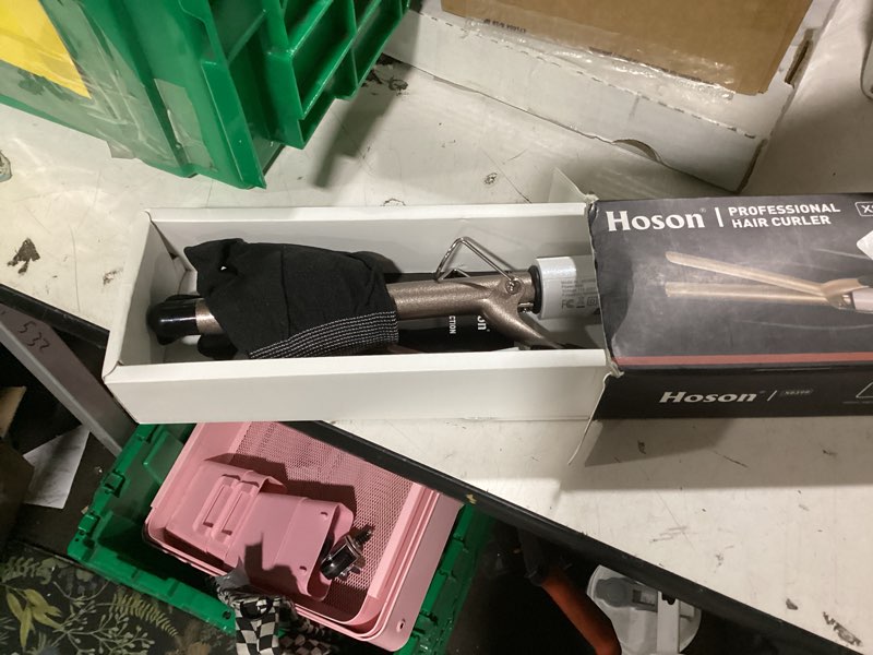 Condition photo showing As Is for 3/4 inch curling iron professional, ceramic tourmaline curl wand barrel, hair curler iron for short hair,glove include, glove include, gold