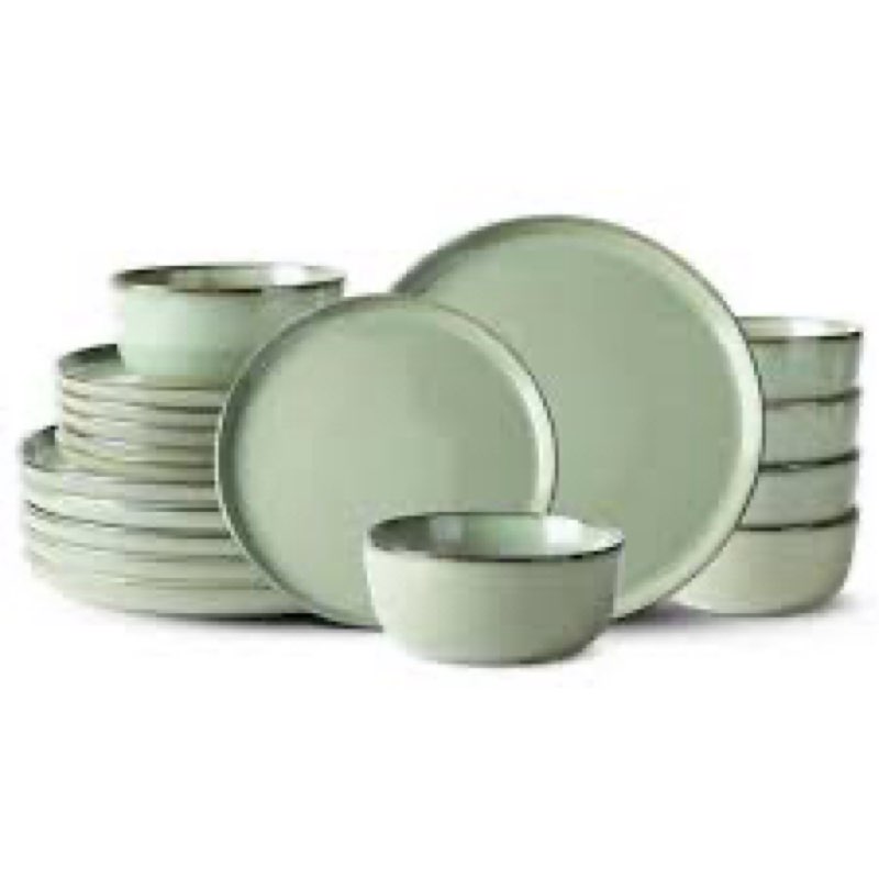 GBHOME Ceramic Dinnerware Sets for 6, 18 Pieces Stoneware Plates and Bowls Sets, Reactive Glaze Dish