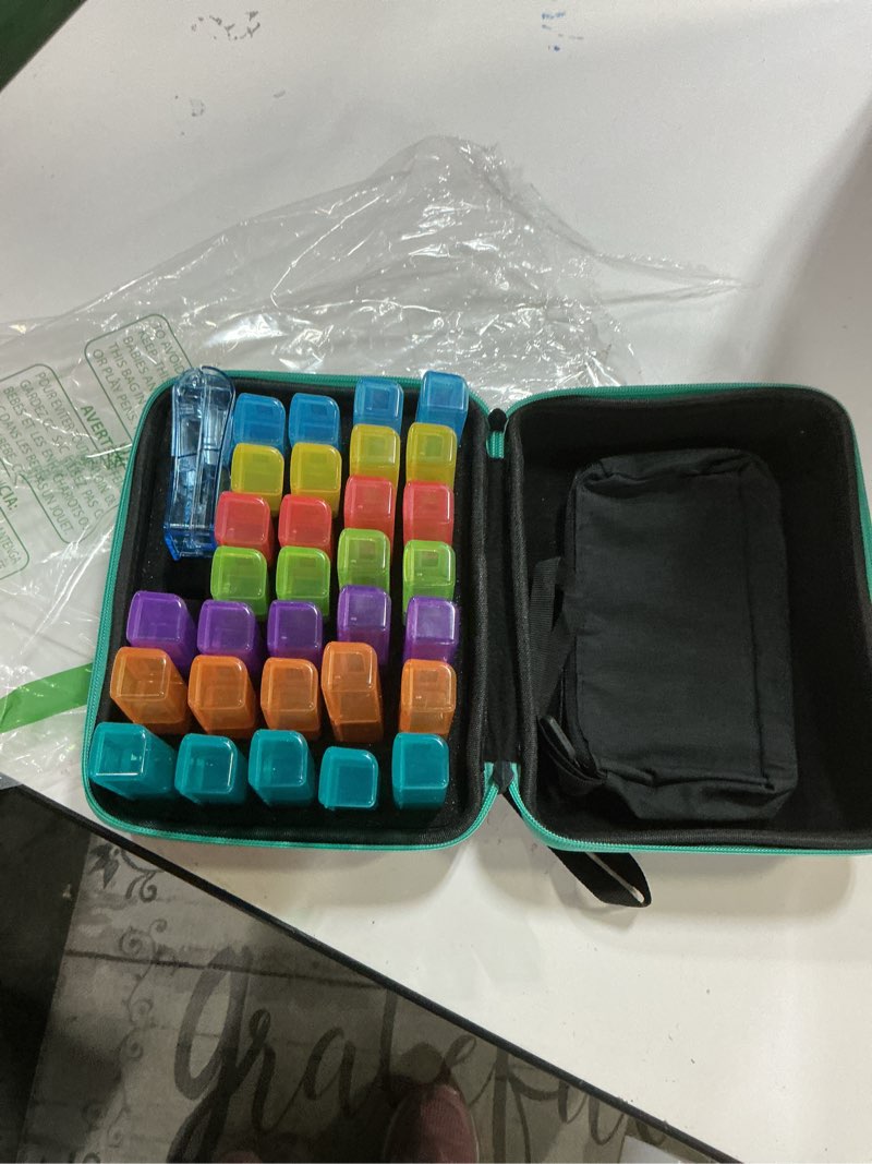 Condition photo showing Good Condition for Monthly Pill Organizer 2 Times a Day, with Weekly Pill Bag, Portable Hard Shell, Pill Cutter, Plastic Opening Pick, Monthly & Weekly Stickers, Convenient Medication Management and Tracking
