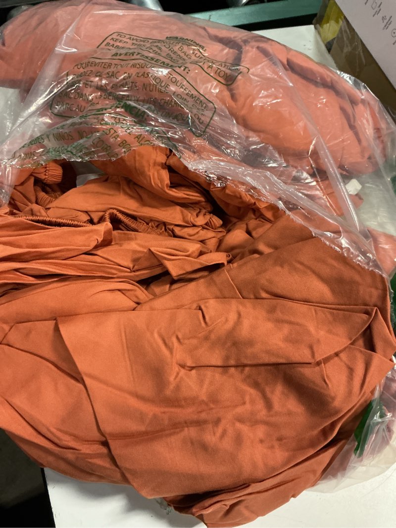 Condition photo showing Good Condition for bedsure purewoven 100% rayon derived from bamboo, queen sheets, 4 pieces | cooling sheets for hot sleepers, breathable & silky soft, 16" deep pocket, hotel luxury bedding, burnt orange 19 - burnt orange queen