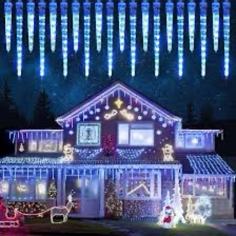 Joomer Icicle Christmas Lights Outdoor, 13FT 20 Icicles 320 LED Meteor Shower Icicle Lights Timer Wa