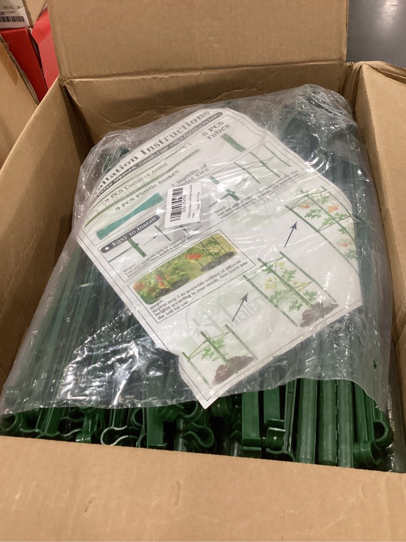 Condition photo showing Good Condition for halatool 8 pack tomato cages for garden, up to 48in (4ft) adjustable tomato cage, garden stakes tomatoe trellis for pots, tomatoes plant support for raised garden bed & climbing vegetables flowers 8 pack 48 inches