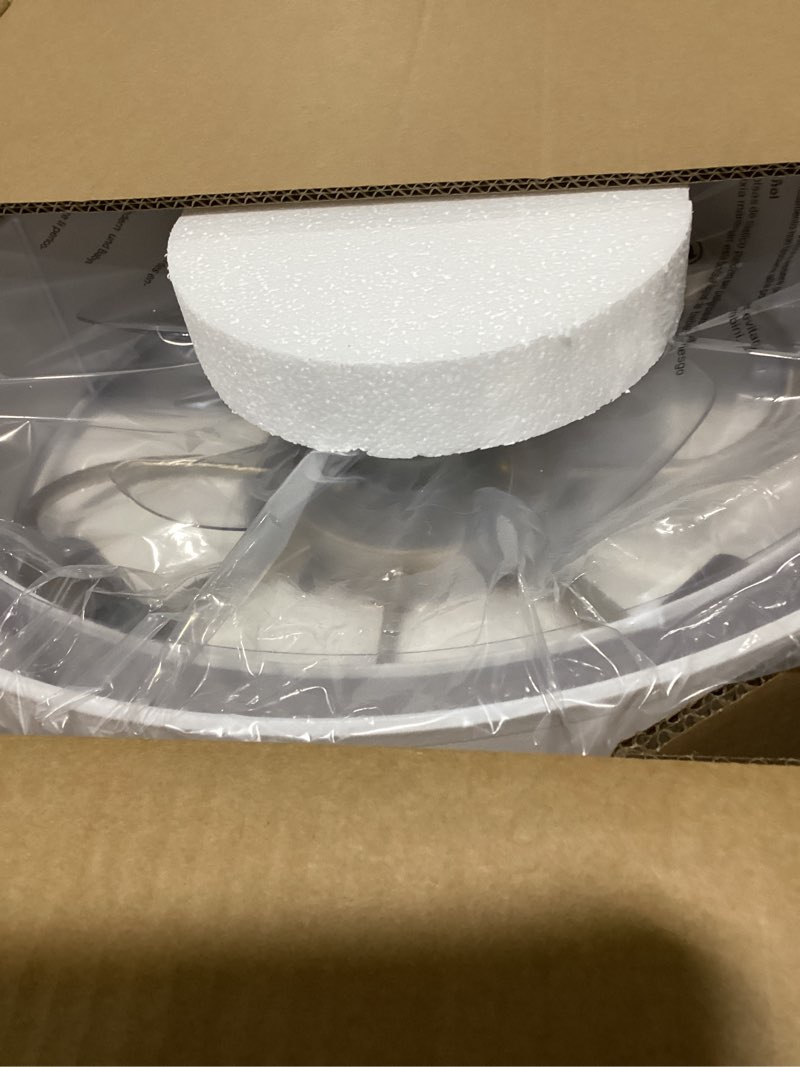 Condition photo showing Good Condition for ceiling fan with lights low profile, 20" flush mount boho ceiling fan with light remote control, bladeless rattan 6 speeds for bedroom, living room, nursery white