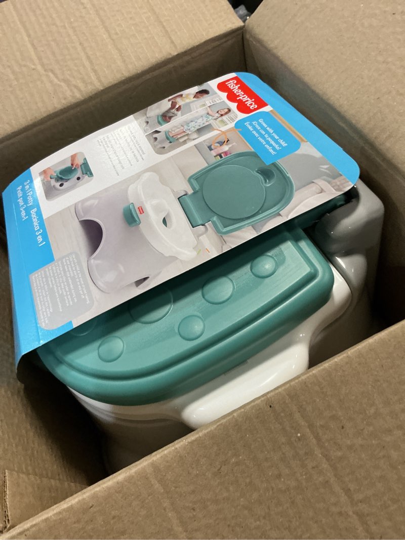 Condition photo showing Good Condition for fisher-price™ 3-in-1 toddler toilet training potty chair and step stool, with removable toilet ring