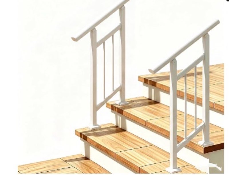  metty metal hand rails for outdoor steps, 2ft white oval top rail stair railing kit, heavy-duty porch railing for villa, patio, deci balcony, entrance steps, elderly safety, rust-resistant