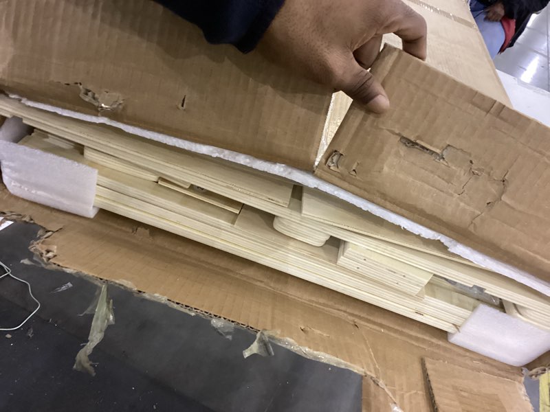 Condition photo showing As Is for 50?Lx22?W Kids Art & Craft Table and 2 Chairs Set, Portable Supply Organizer and Paper Roll Dispenser, Art Desk and Craft Table for Kids, Toddler Activity and Coloring Tables with Storage(Oak)