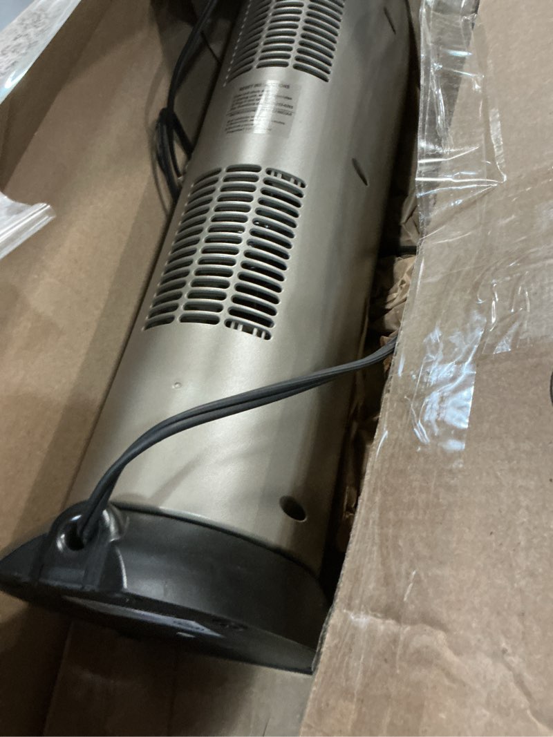 Condition photo showing As Is for Lasko - Portable Ceramic Tower Space Heater with Remote Control - Black/Silver