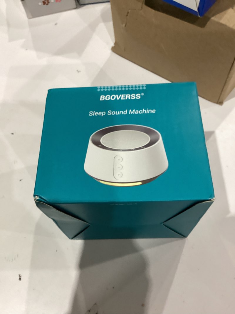 Condition photo showing As Is for BGOVERSS White Noise Sound Machine with 20 Soothing Sounds, 10 Colors Night Light Sleep Machines Home Office Travel, 5 Timers and Memory Feature Sound Machine for Nursery Baby Kids Adults (White)
