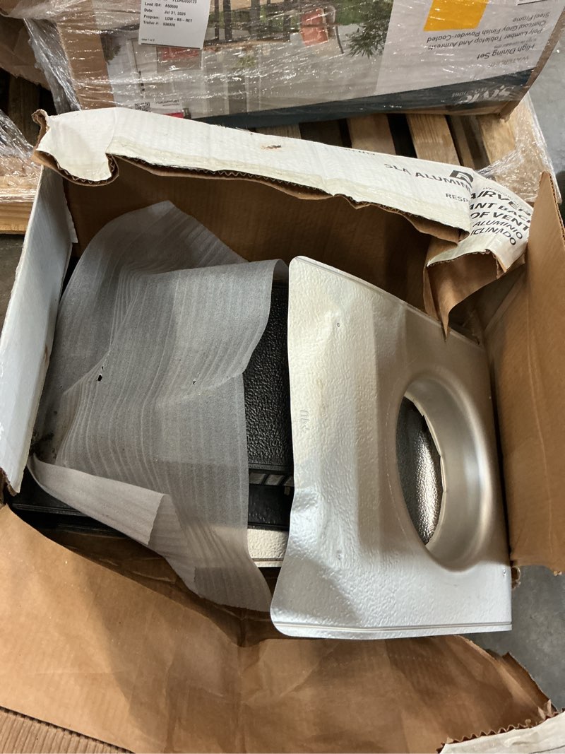 Condition photo showing As Is for 50 sq. in. nfa aluminum slant-back roof louver static vent in black (sold in carton of 6 only)(4 pieces only)
