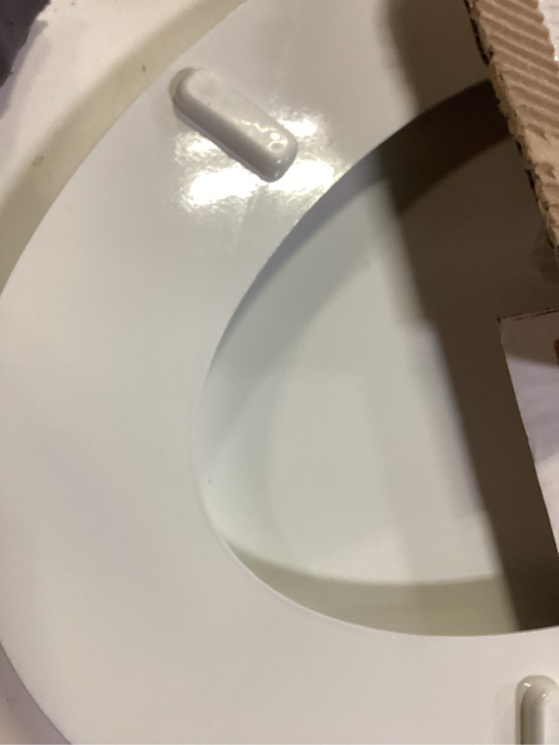 Condition photo showing New/Like New for kohler stonewood quiet-close elongated toilet seat, slow close design, durable wood, easy installation, universal fit, white finish, k-20466-0