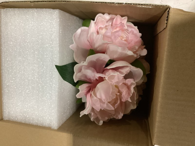Condition photo showing Good Condition for hollyone white and green peonies artificial flowers with vase faux flowers peony fake flowers silk flower arrangements in glass vase with faux water for bathroom table centerpiece shelf home decor peony, green