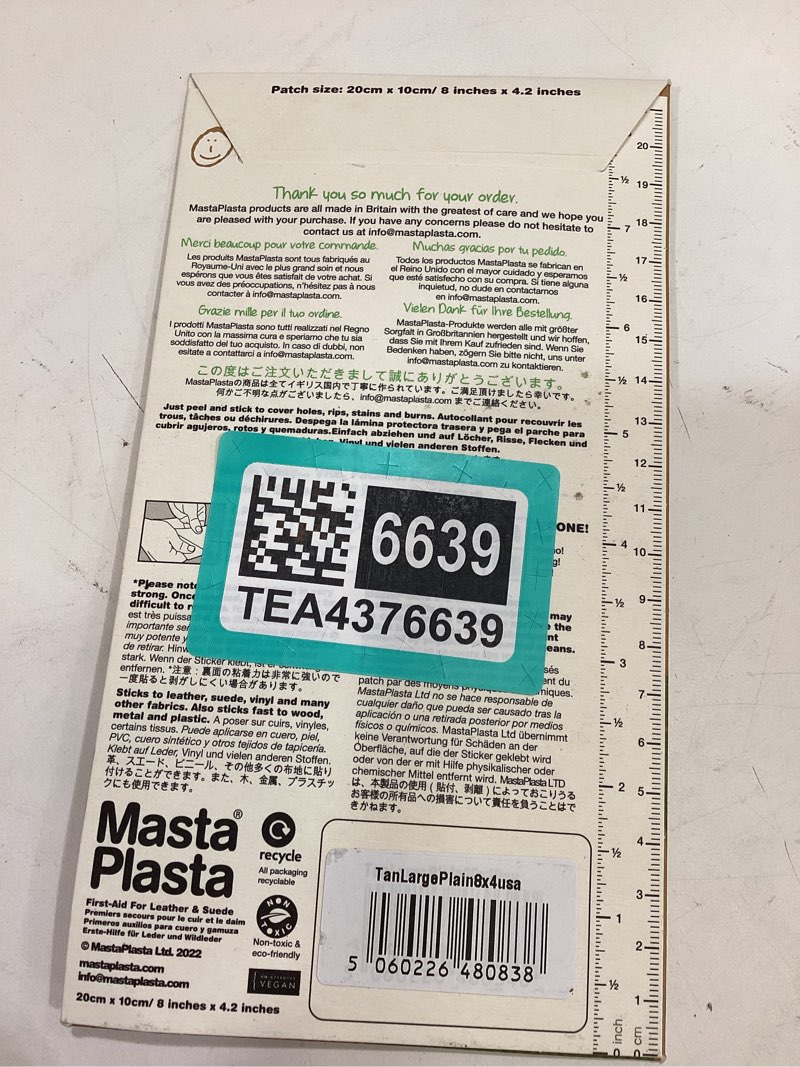 Condition photo showing New/Like New for instant mastaplasta suede premium repair patch - black suede - 8in x 4in (20cm x 10cm) - self-adhesive suede upholstery-quality patches for sofas, car interiors, bags, shoes & more black suede 8in x 4in