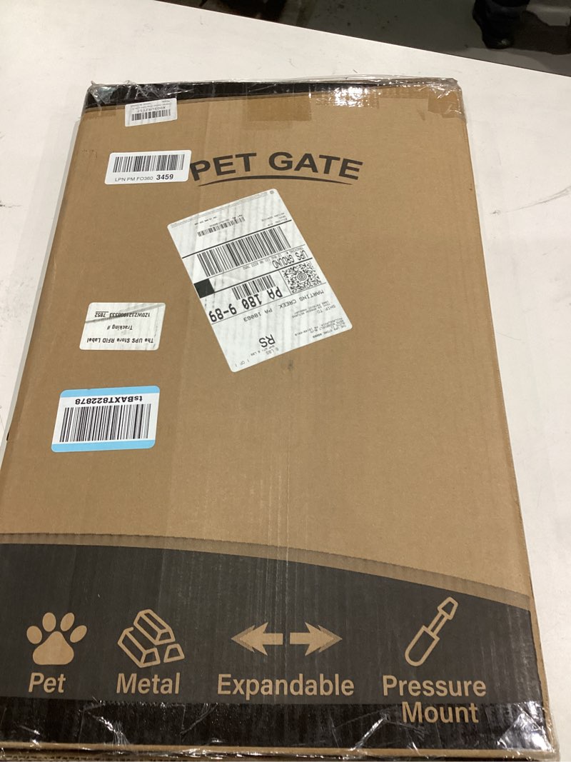 Condition photo showing Good Condition for Malier Indoor Dog Gate with Door, 26-41" Extra Wide Full Metal Pet Gate Short Dog Gate for Stairs, Pressure Mount 14'' Tall Small Puppy Low Gate Easy Step Over for Doorways