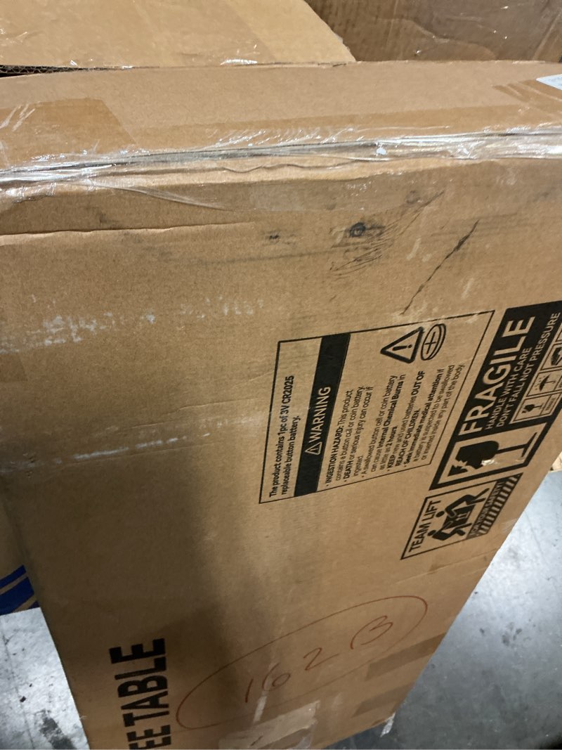 Condition photo showing As Is for MXV Modern Coffee Table, 40 Inches Coffee Tables with 16 Colors LED Lights, 2 Tier Rectangular Center Table, Large Storage Space, High Glossy Wooden Tea Table for Living Room, Bedroom, Office, Black 40" Black