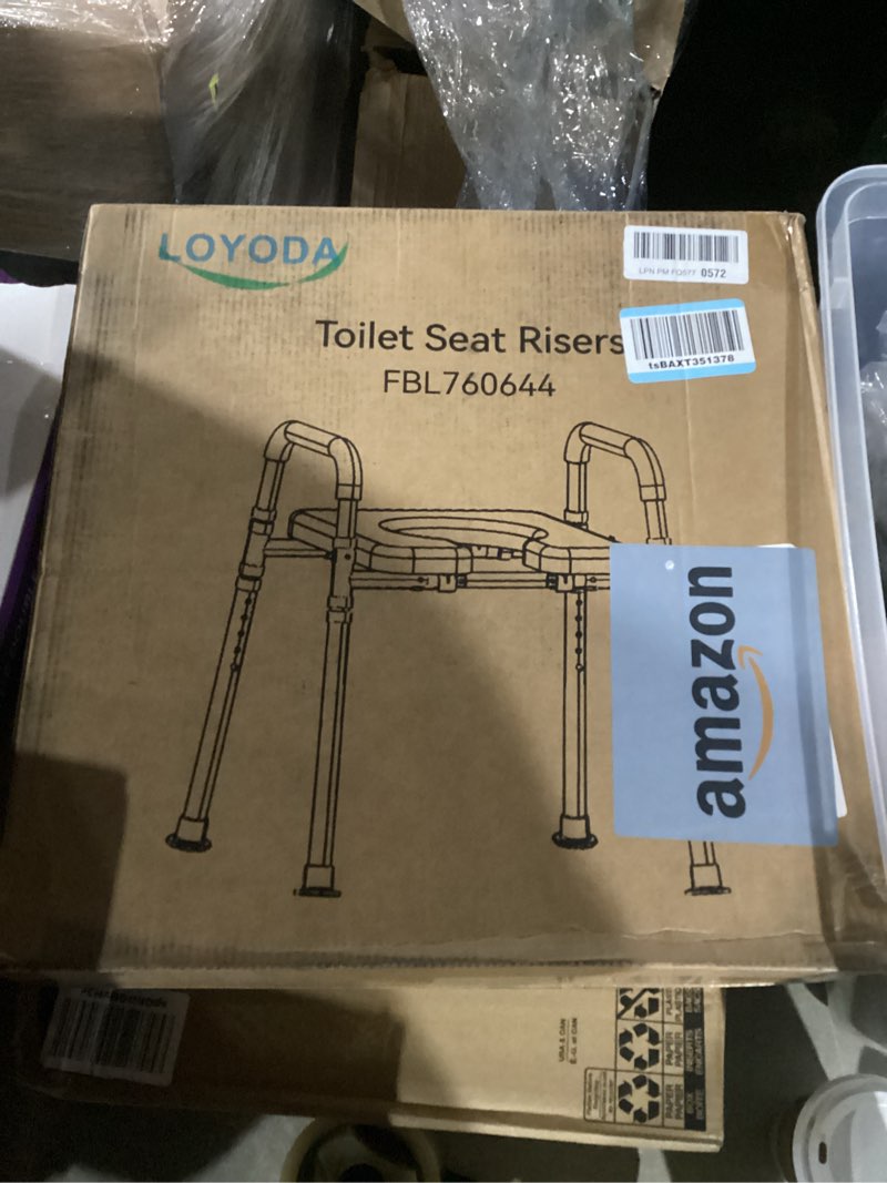 Condition photo showing New/Like New for raised toilet seat with handles, padded toilet seat risers for seniors, adjustable height & width toilet riser, handicap elevated toilet seat 500lb, fit any toilet adjustable height&width