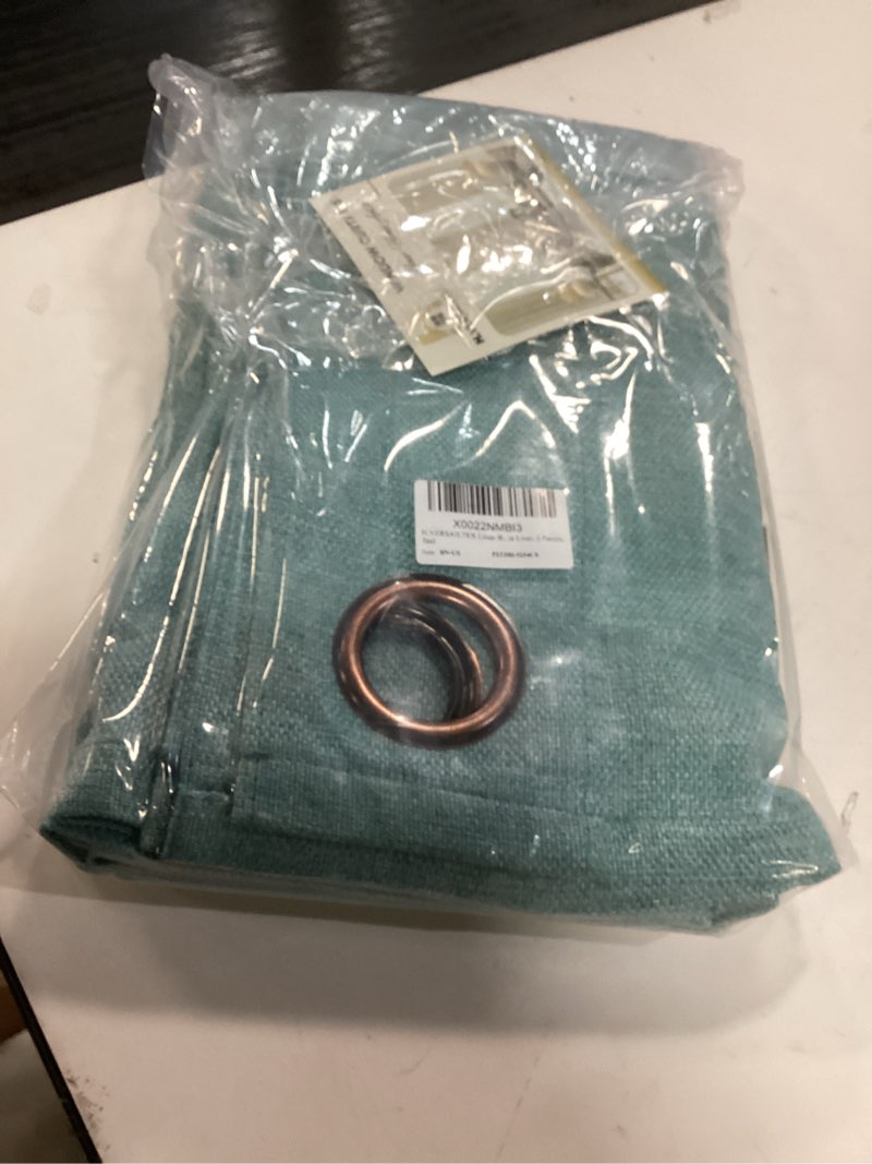 Condition photo showing Good Condition for H.VERSAILTEX Linen Blackout Curtains 54 Inches Long 100% Absolutely Blackout Thermal Insulated Textured Linen Look Curtain Draperies Anti-Rust Grommet, Energy Saving with White Liner, 2 Panels, Teal