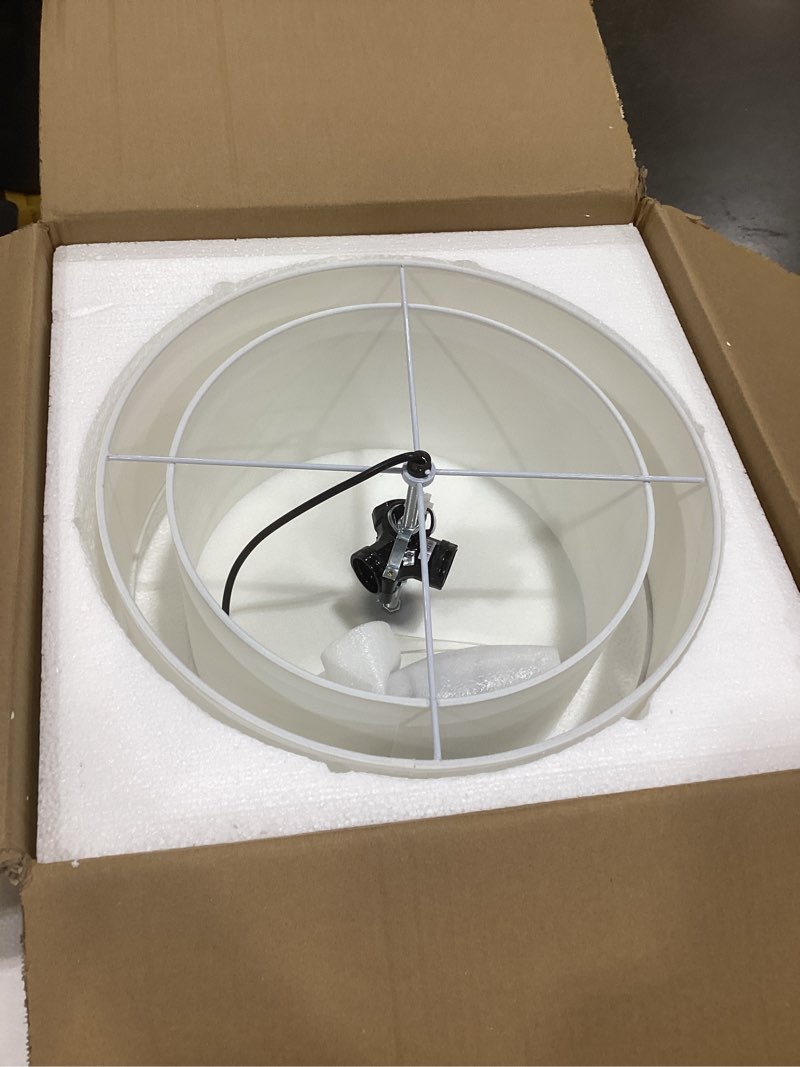 Condition photo showing As Is for vonluce semi-flush mount ceiling light, 15.7" modern 3-light ceiling light fixture with white pleated drum shade 3 e26 sockets for bedroom entryway living room, nickel finish, etl certificated nickel 15.7"